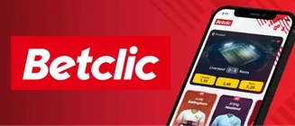 Interface da app Betclic com apostas desportivas e funcionalidades em tempo real Aplicação móvel da Betclic exibida num smartphone com apostas no jogo Liverpool vs Roma e jogadores em destaque